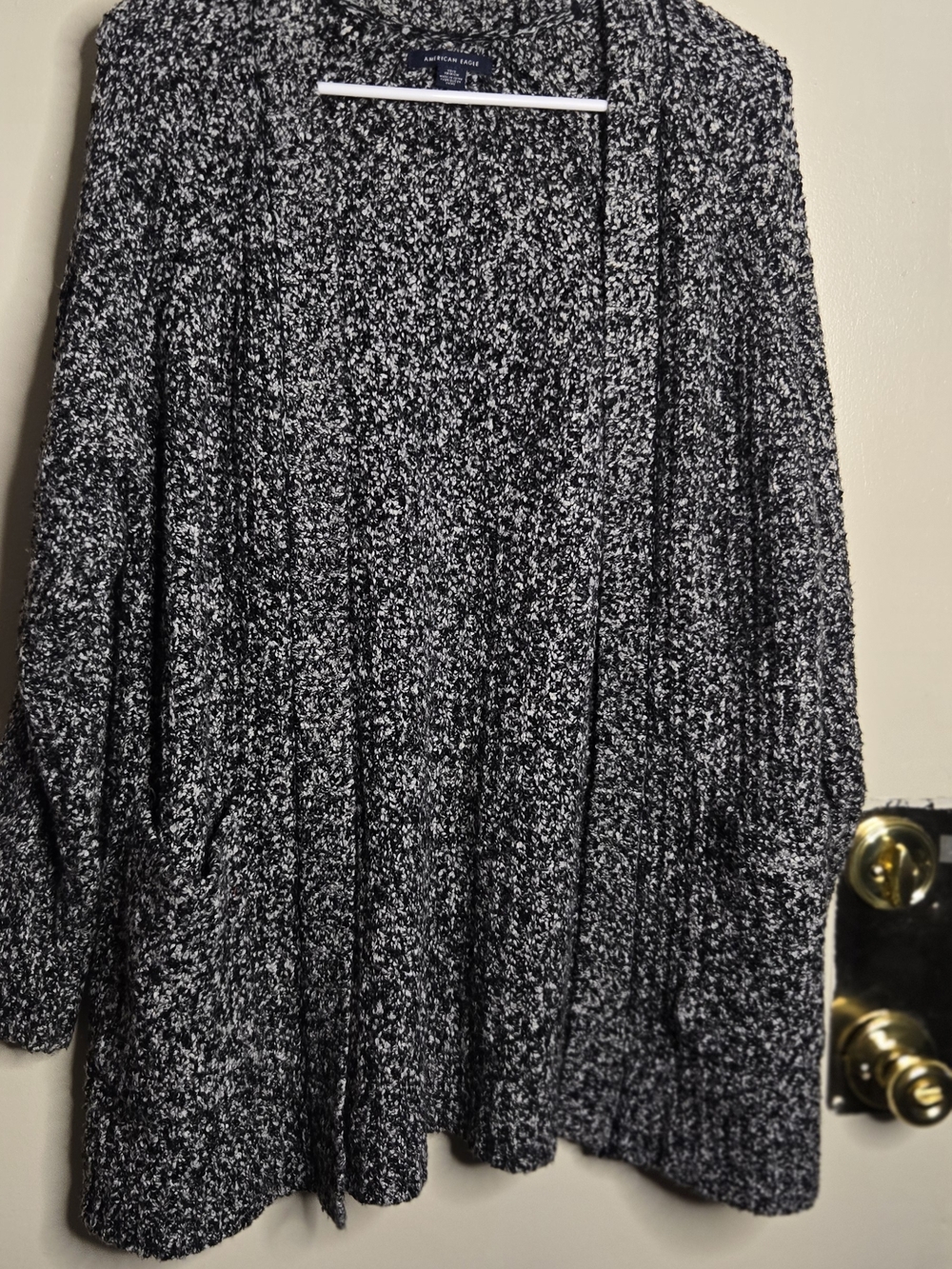 American Eagle Outfitters Black and White Marled Knit Cardigan